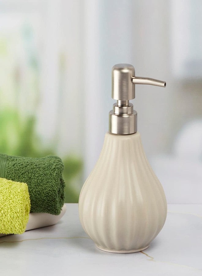 Kookee Ceramic Soap Dispenser with Pump for Kitchen, Bathroom, & Wash Basin, Designer Refillable for Liquid Handwash, Shampoo & Lotion, Leakproof, Set of 1 (8644) - Image 4